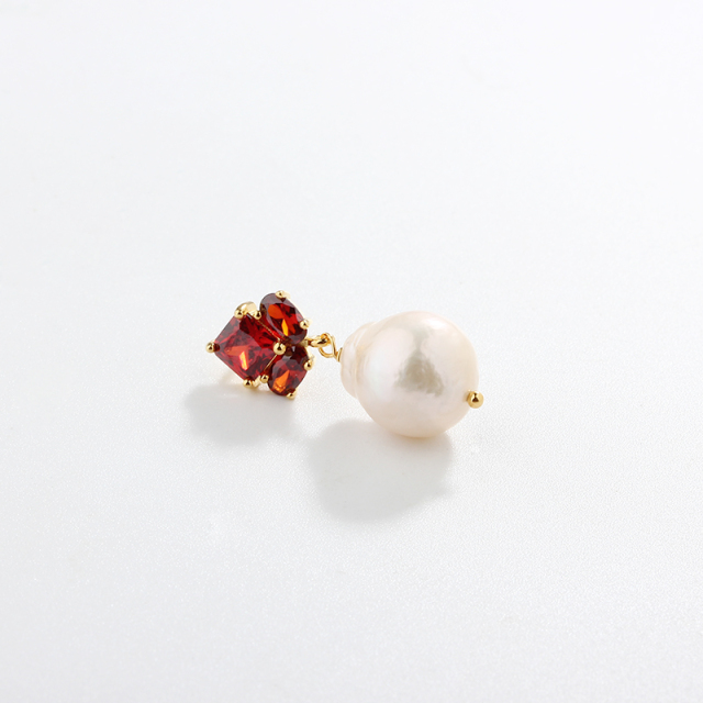925 Sterling Silver Baroque &amp;  CZ Earring Studs