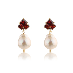 925 Sterling Silver Baroque &amp;  CZ Earring Studs