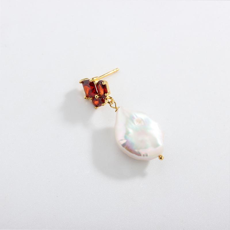 925 Sterling Silver Baroque &amp;  CZ Earring Studs