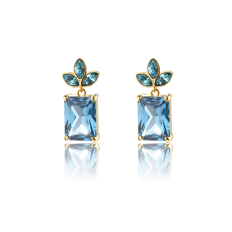 925 Sterling Silver Big Square CZ Studs Earring