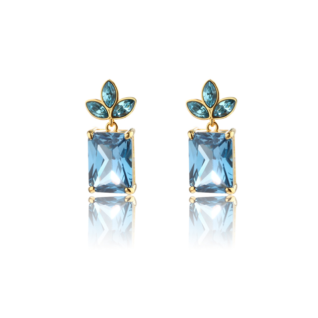 925 Sterling Silver Big Square CZ Studs Earring