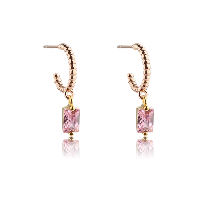925 Sterling Silver Square 4*6mm CZ Studs Earrings