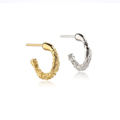 925 Sterling Silver Hammered Earrings Studs