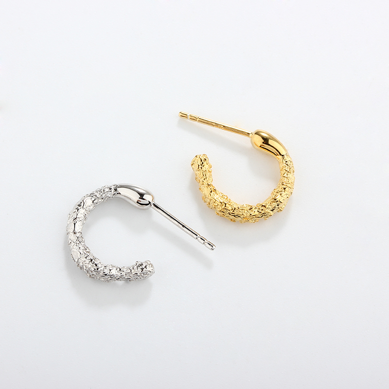 925 Sterling Silver Hammered Earrings Studs