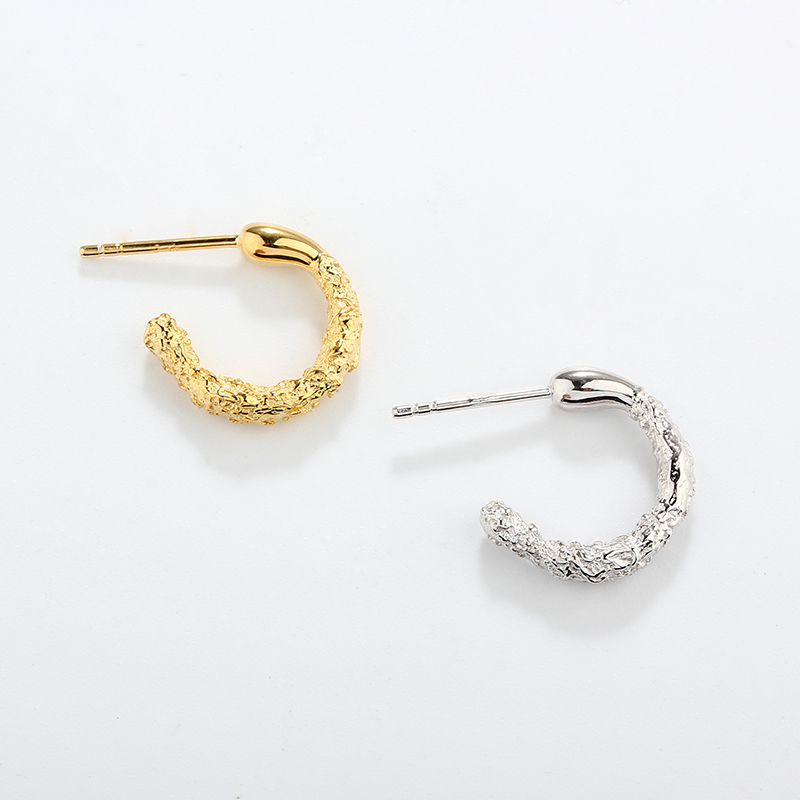 925 Sterling Silver Hammered Earrings Studs