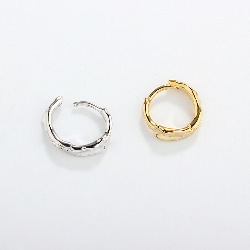 925 Sterling Silver Folded Huggie Earrings