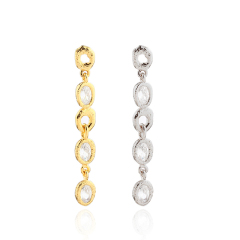 925 Sterling Silver Hammered Oval CZ Earrings Studs