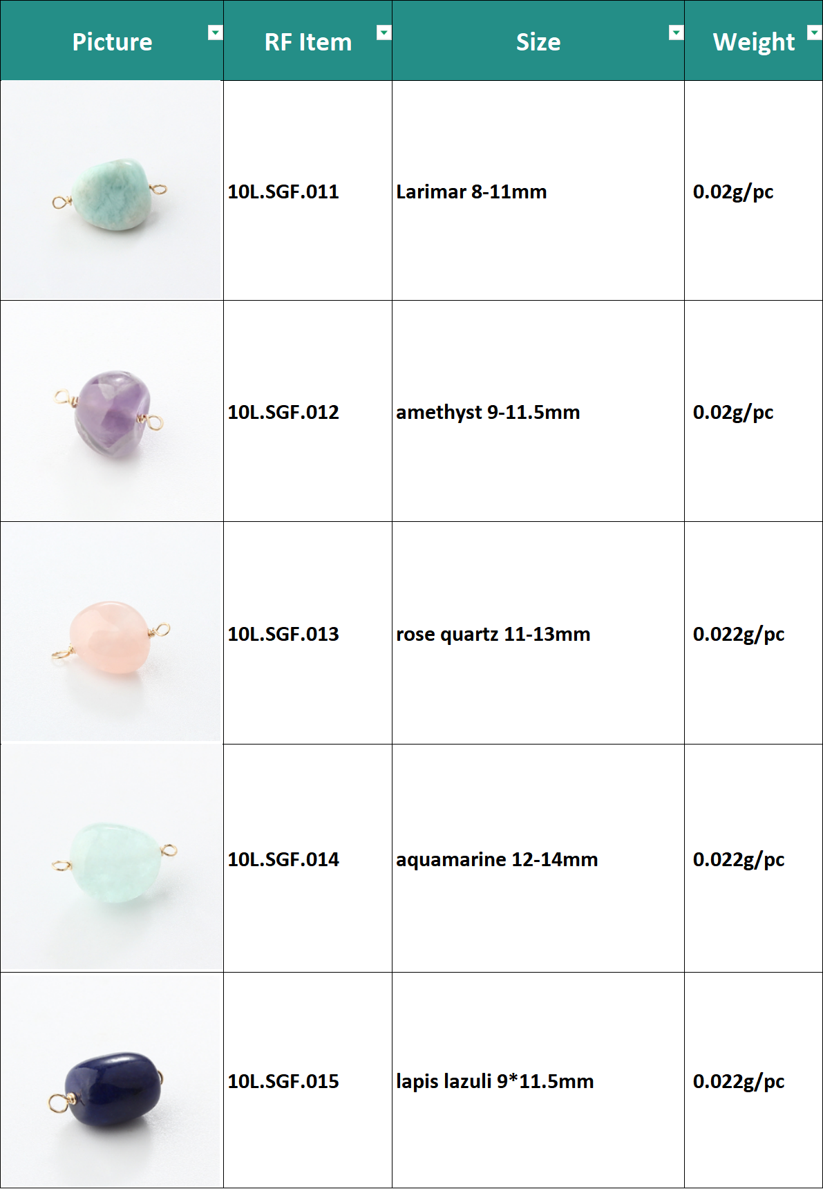 14K Gold Filled Irregular Colored Gemstones Connector
