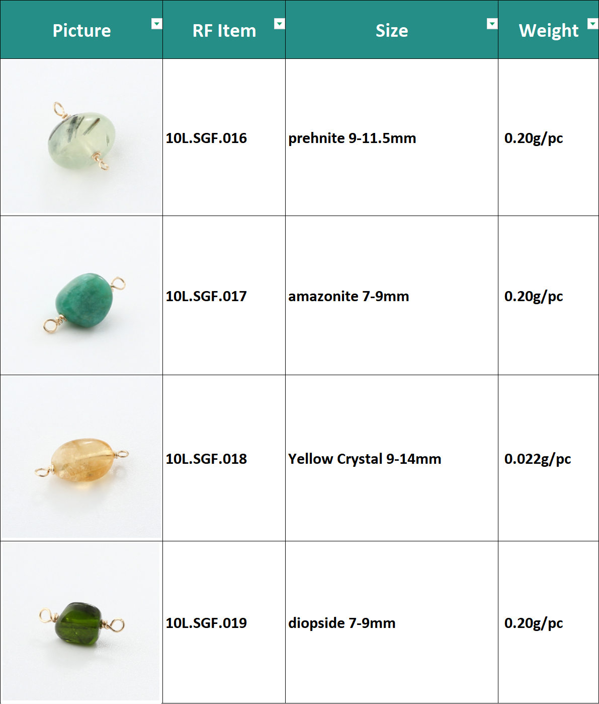 14K Gold Filled Irregular Colored Gemstones Connector