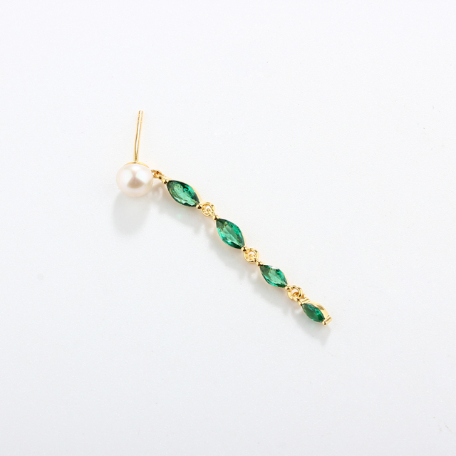 925 Sterling Silver Long Marquise CZ Pearl Studs Earrings