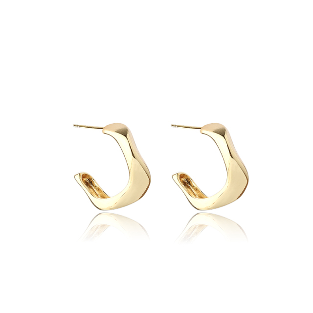 Gold-Tone Irregular Textured C-Shaped Earrings