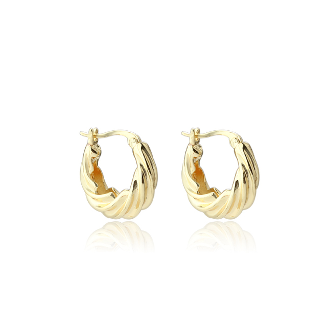 Gold-Tone Twisted Croissant Hoop Earrings