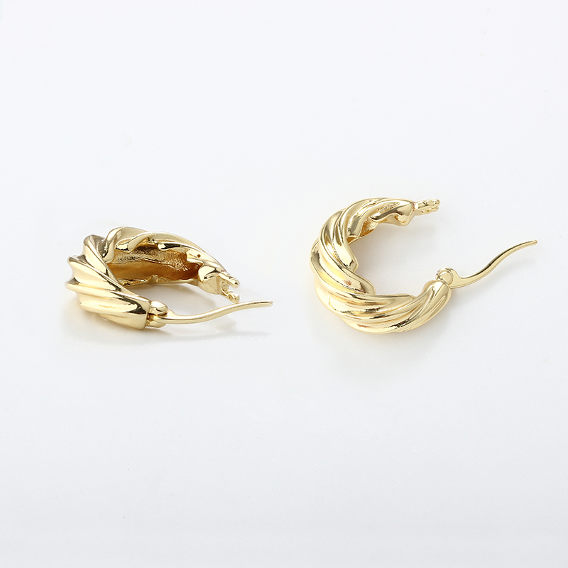 Gold-Tone Twisted Croissant Hoop Earrings