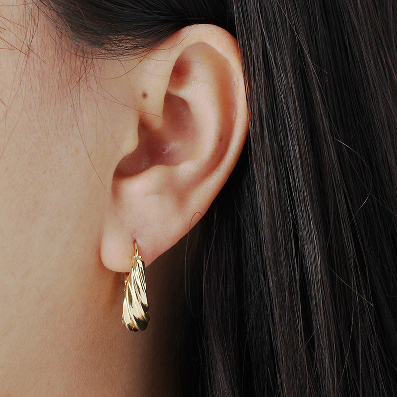 Gold-Tone Twisted Croissant Hoop Earrings