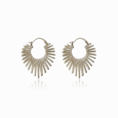 Gold-Tone Sunburst Fan Hoop Earrings