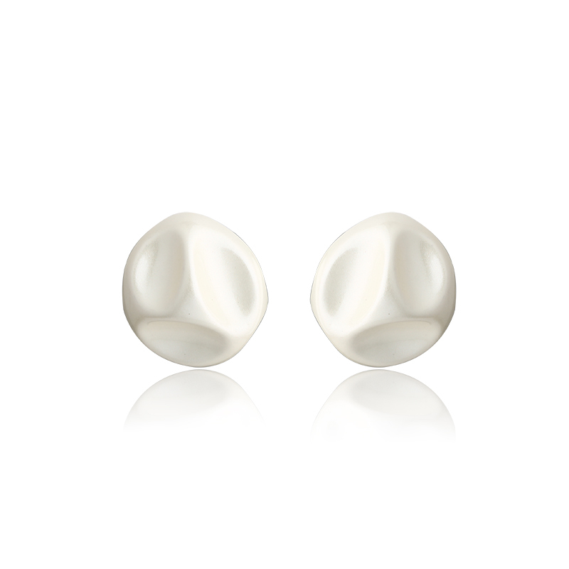 White Enamel Geometric Stud Earrings