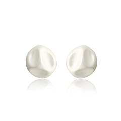 White Enamel Geometric Stud Earrings