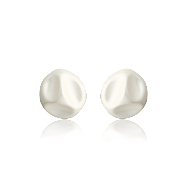 White Enamel Geometric Stud Earrings