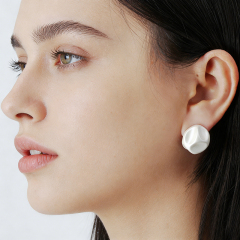 White Enamel Geometric Stud Earrings