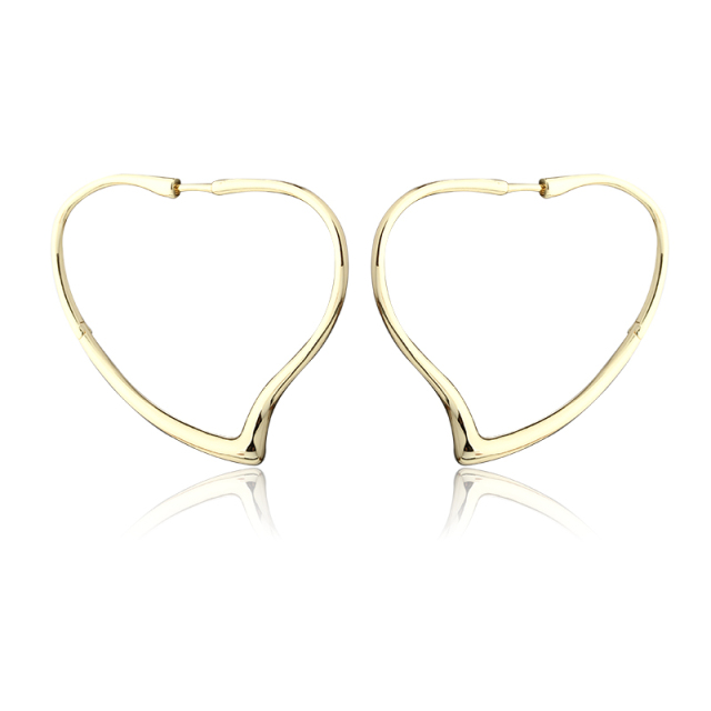Gold-Tone Open Heart Hoop Earrings