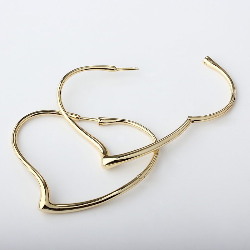 Gold-Tone Open Heart Hoop Earrings