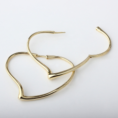 Gold-Tone Open Heart Hoop Earrings