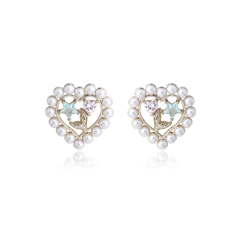 Gold-Tone Shell Pearl Heart Star & Shoe Stud Earrings