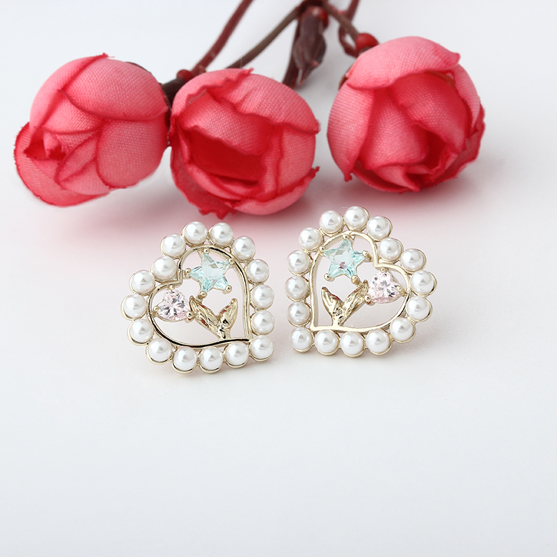 Gold-Tone Shell Pearl Heart Star & Shoe Stud Earrings