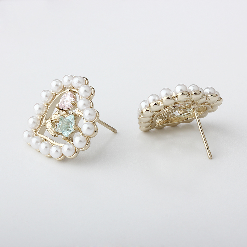 Gold-Tone Shell Pearl Heart Star & Shoe Stud Earrings