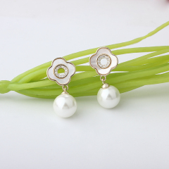 Gold-Tone Clover Shell & Shell Pearl Drop Earrings