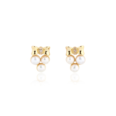 925 Sterling Silver Bow Pearl Earrings Studs