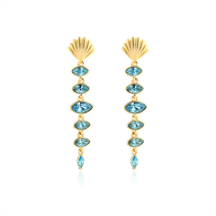 925 Sterling Silver Shell Earring Studs With Crystals
