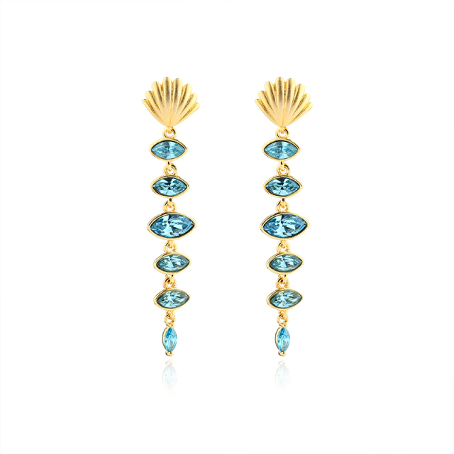925 Sterling Silver Shell Earring Studs With Crystals