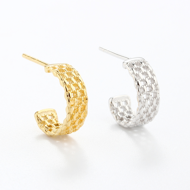 925 Sterling Silver Weave Earrings Studs