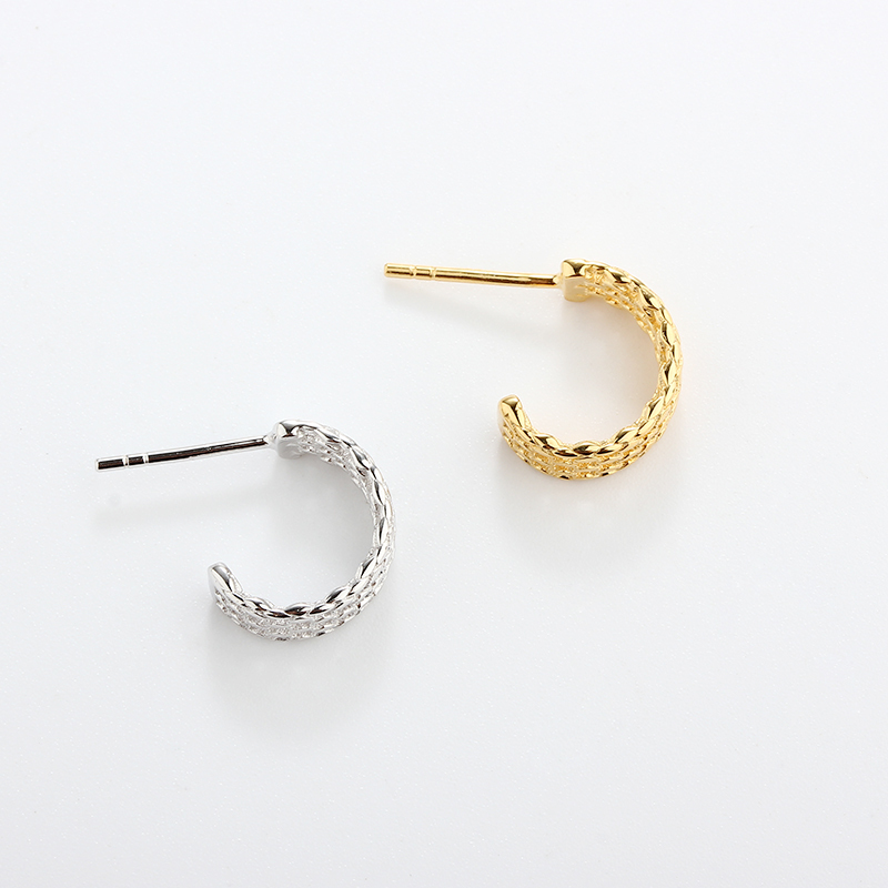 925 Sterling Silver Weave Earrings Studs