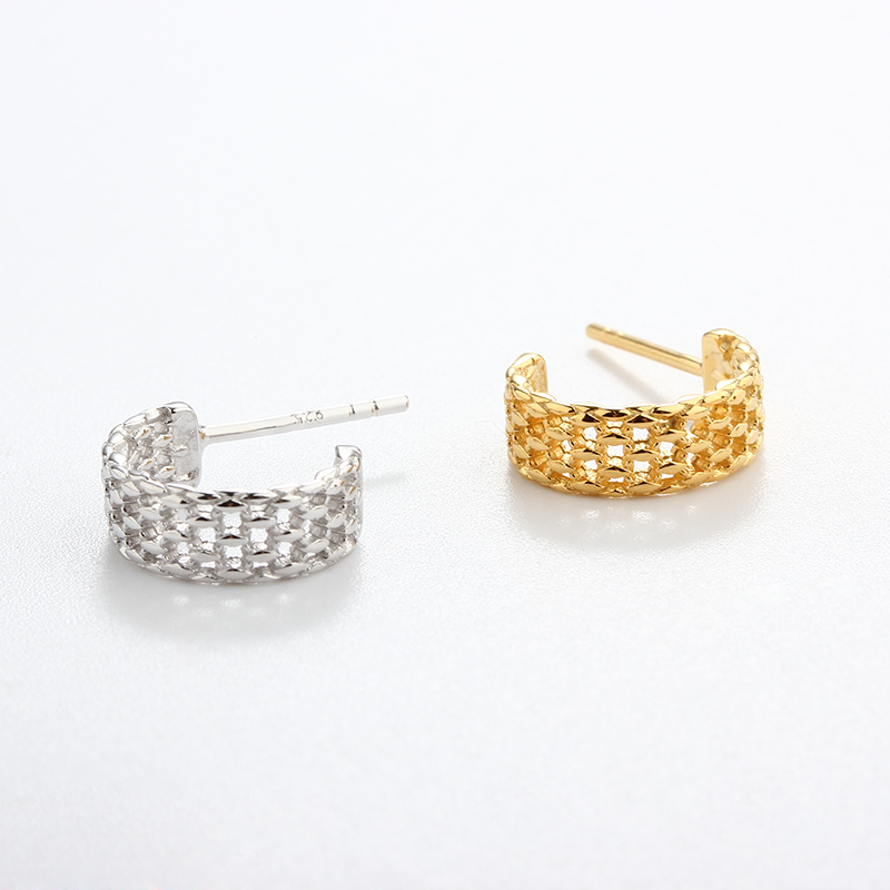 925 Sterling Silver Weave Earrings Studs