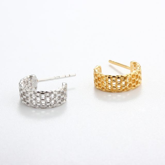 925 Sterling Silver Weave Earrings Studs
