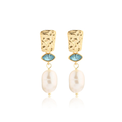 925 Sterling Silver Baroque Pearl and Crystal Earrings Studs