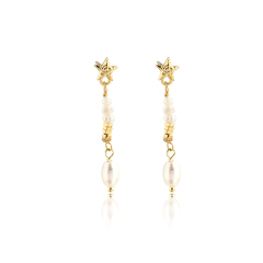 925 Sterling Silver Star and Pearl Earrings Studs