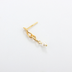 925 Sterling Silver Hammered Hollow Pearl Earrings Studs