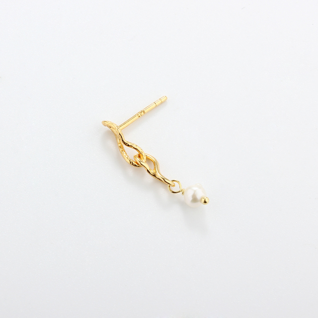925 Sterling Silver Hammered Hollow Pearl Earrings Studs