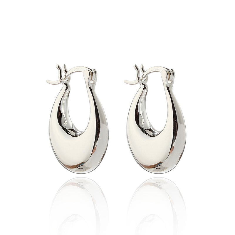 925 Sterling Silver Shiny Fashion Huggie Earrings