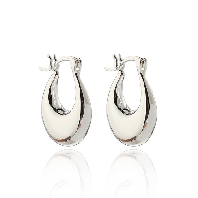 925 Sterling Silver Shiny Fashion Huggie Earrings