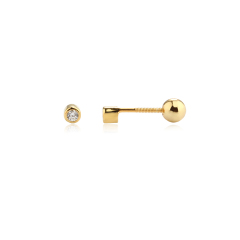 925 Sterling Silver Round Shape CZ Earring Piercing