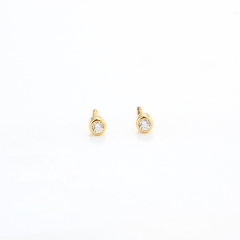 925 Sterling Silver Round Shape CZ Earring Piercing