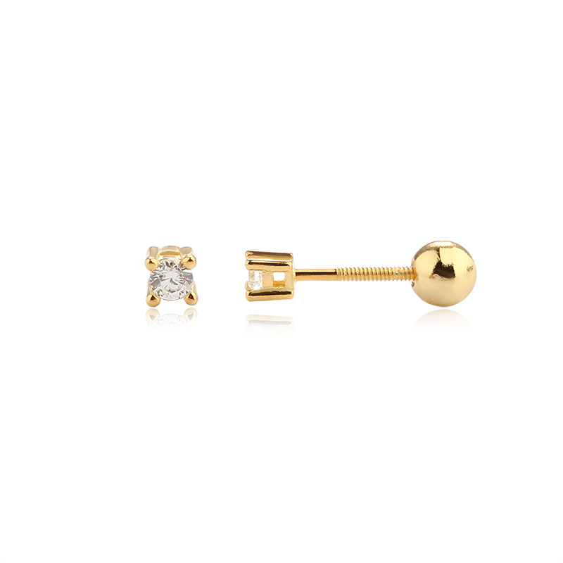 925 Sterling Silver Round Shape CZ Earring Piercing