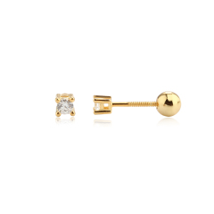 925 Sterling Silver Round Shape CZ Earring Piercing