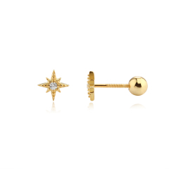 925 Sterling Silver Meteor Star CZ Earring Piercing