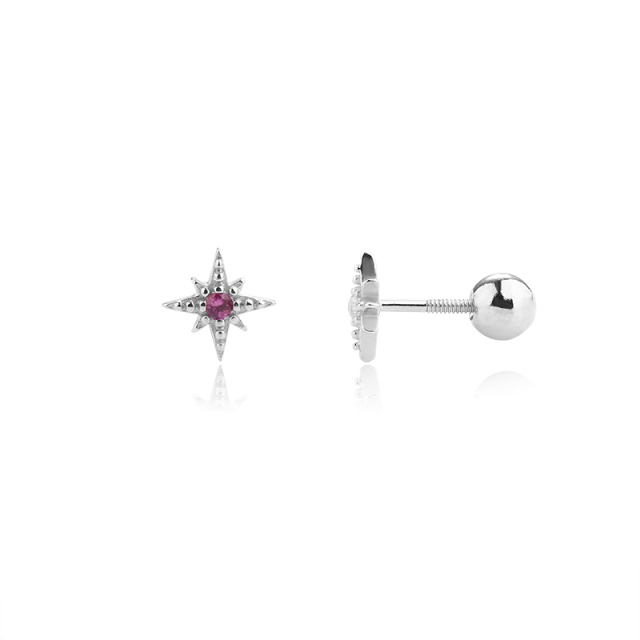 925 Sterling Silver Meteor Star CZ Earring Piercing