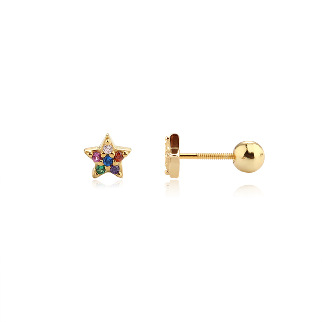 925 Sterling Silver Star CZ Earring Piercing